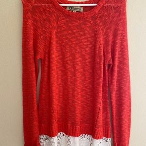 ⬇️PRICE DROP⬇️ Democracy Dark Coral Lace Trim Sweater Size M
